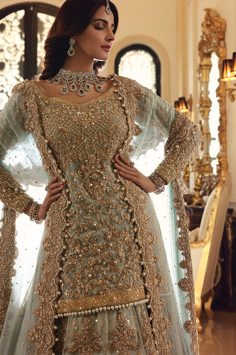 Sherin-Fully embellished Aqua Bridal lehenga For Pakistani Wedding
