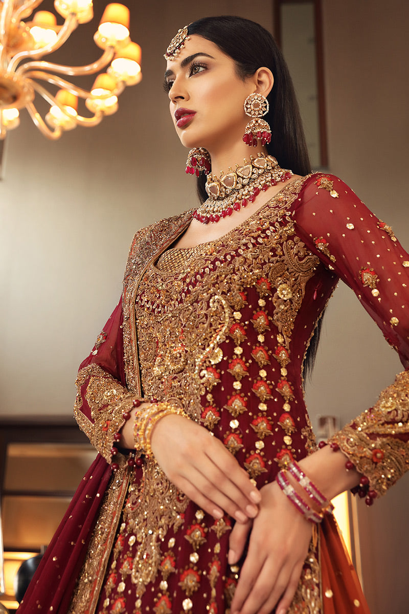 Taleya-Traditional Maroon Wedding Outfit for Pakistani and Indian Brides