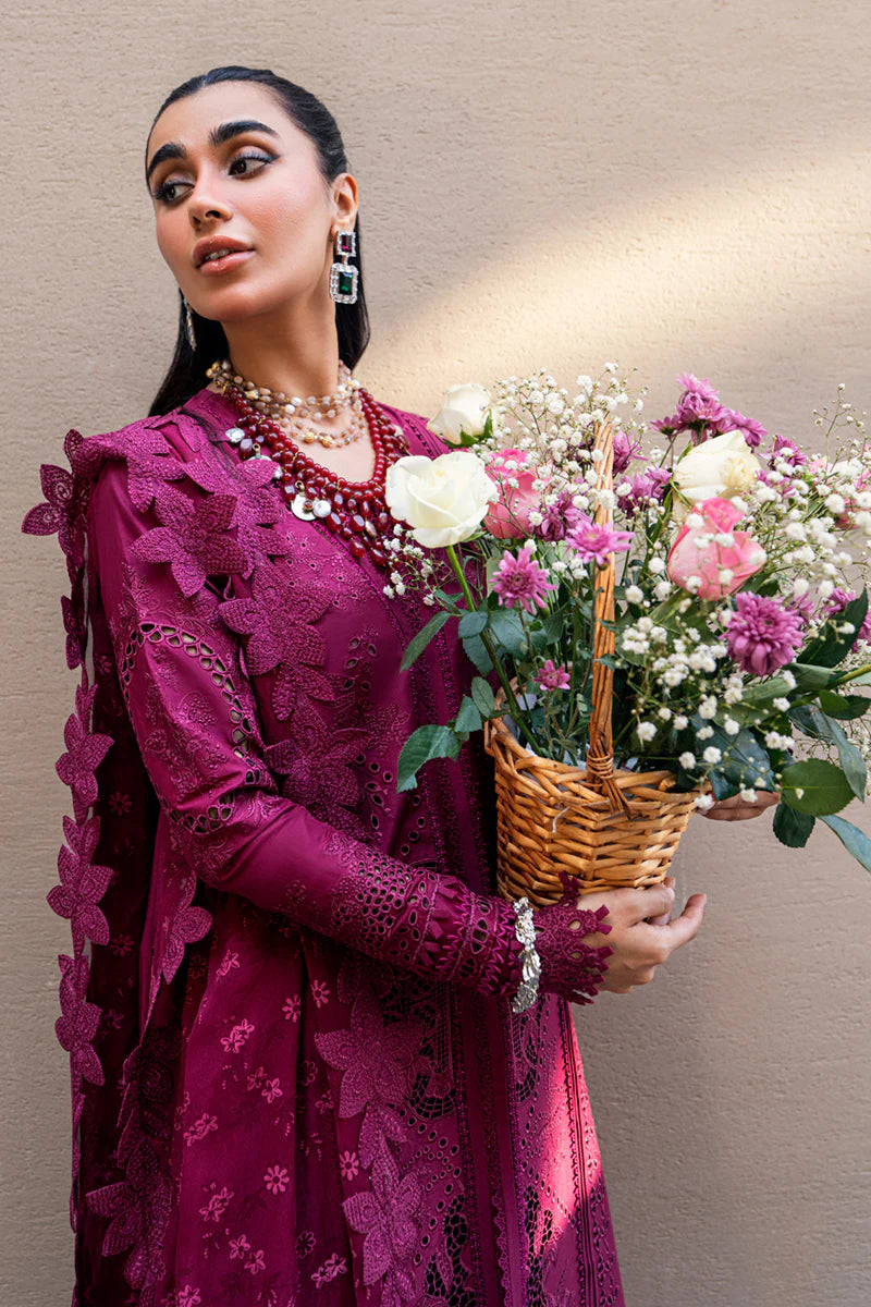 Violet- Pakistani Designer Lawn Outfit By- Qalamkar