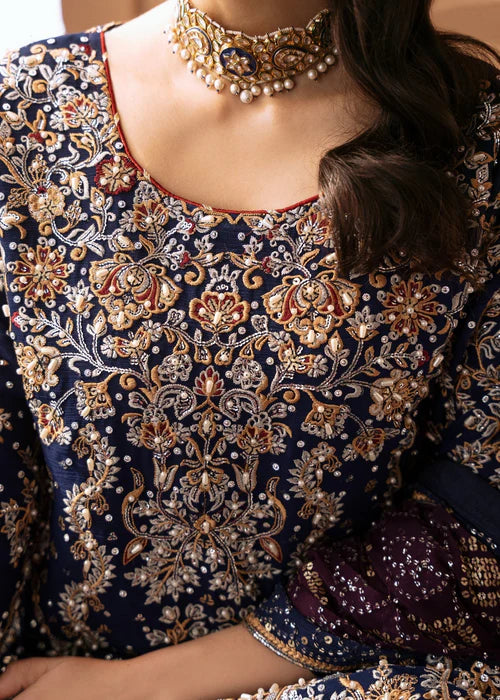 Zawiya- Designer Dark Blue Gharara Outfit for Weddings