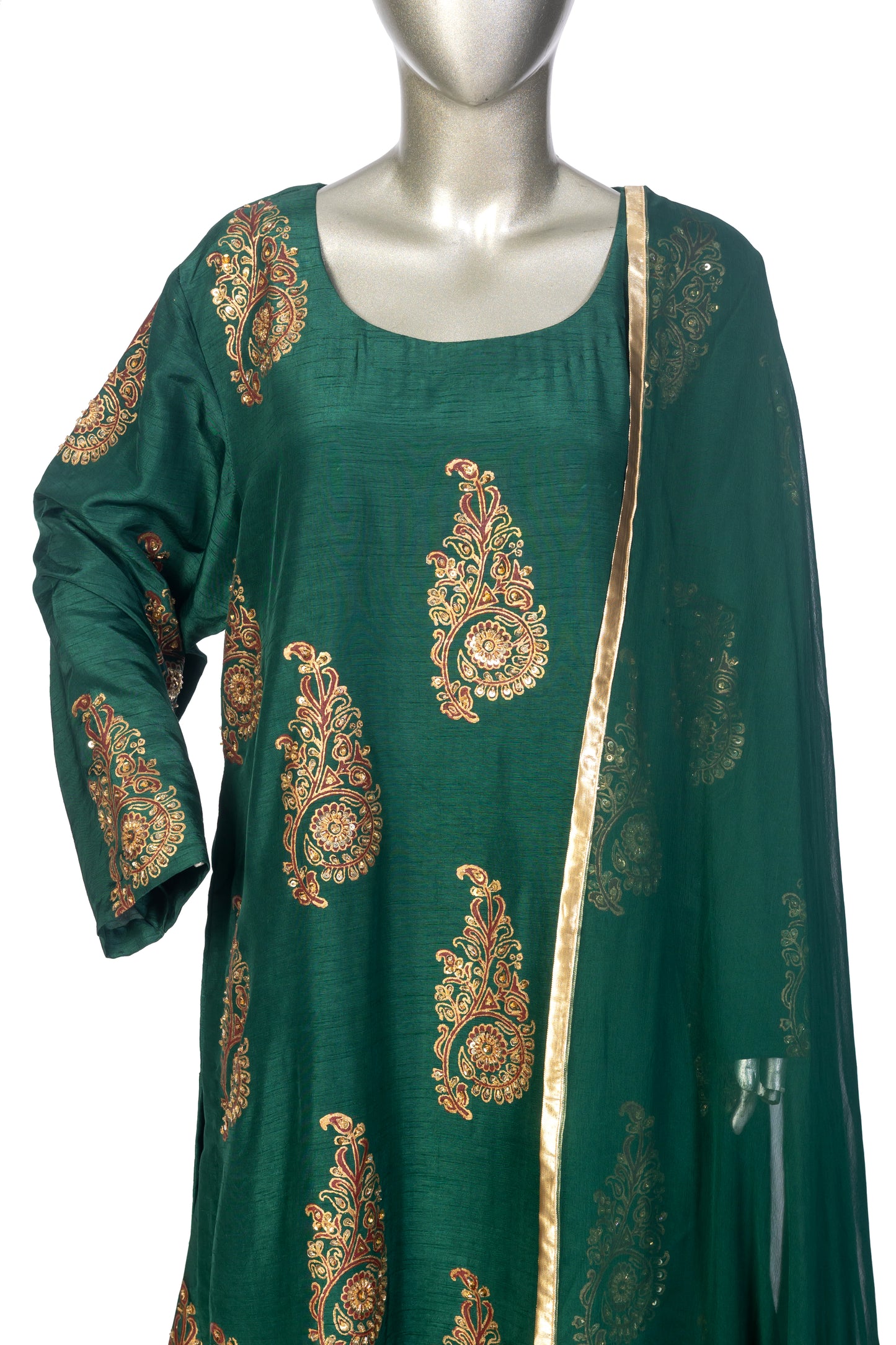 MariamRaj Korean Silk Dress with Gold Block Prints – Zeba.