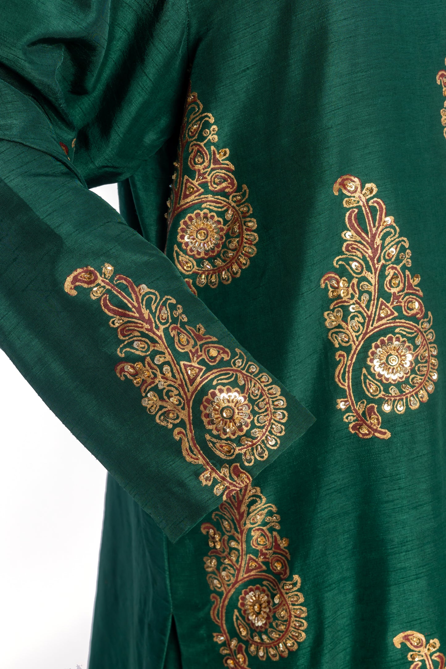 MariamRaj Korean Silk Dress with Gold Block Prints – Zeba.