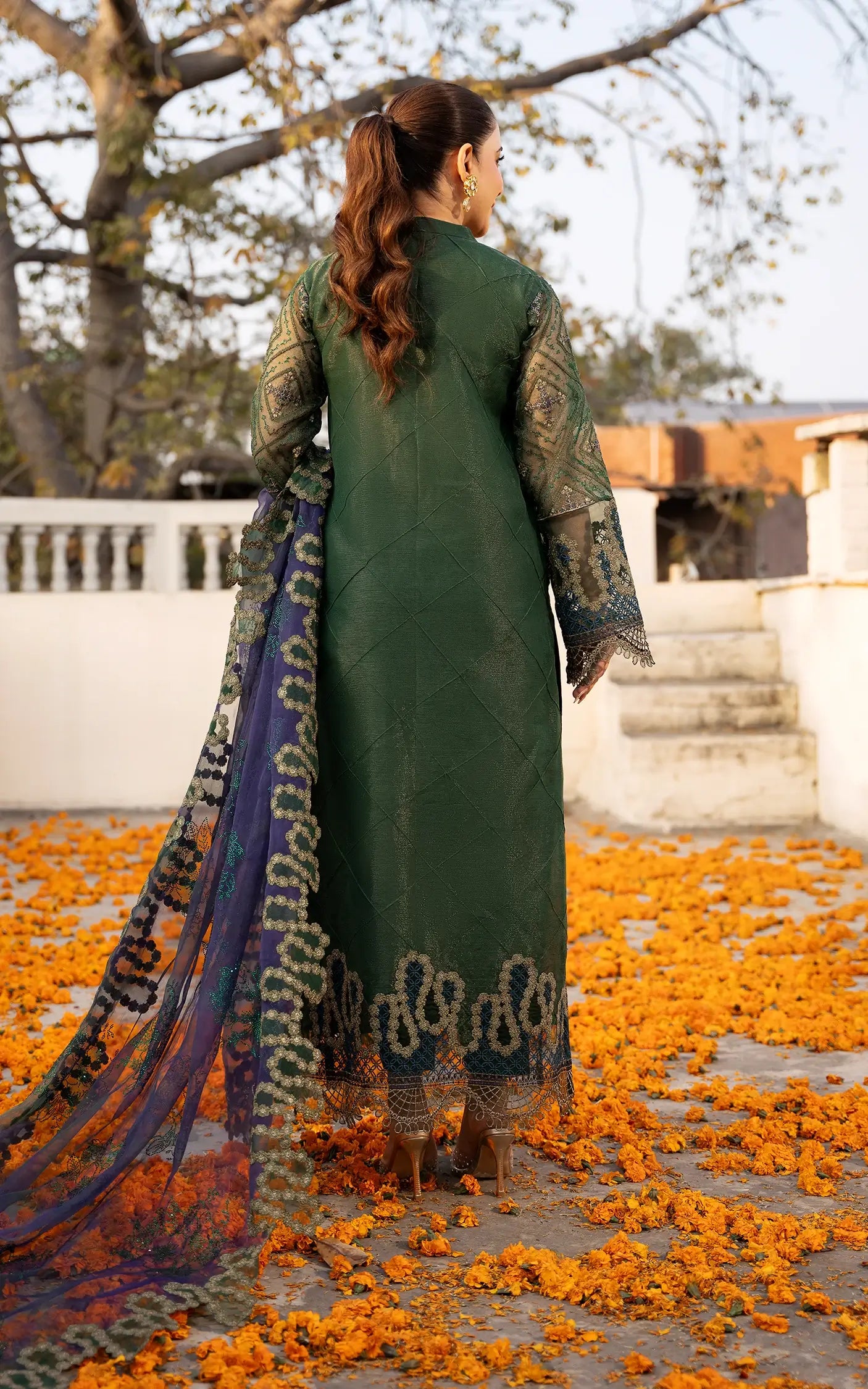 Zohra-(SEF25-04)- Gold & Green Sunehri Eid Edit'25 Ensemble
