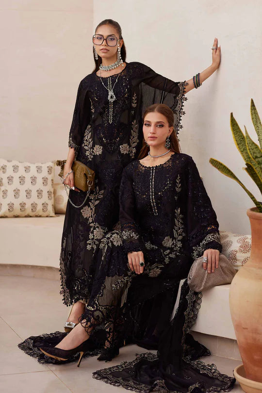 03- Black & Coffee Embroidered Eid Paper Cotton Suit '25 By-Maria.B
