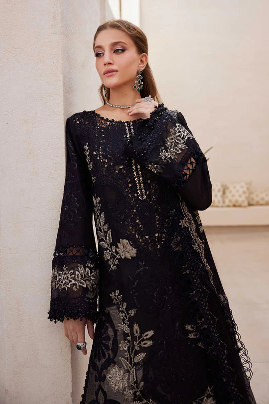 03- Black & Coffee Embroidered Eid Paper Cotton Suit '25 By-Maria.B