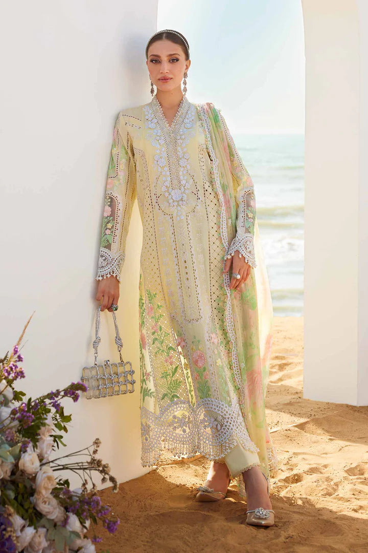 04- Yellow Embroidered Eid Lawn Suit '25 By-Maria.B