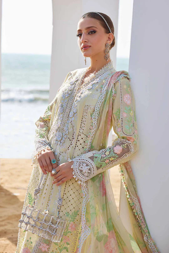 04- Yellow Embroidered Eid Lawn Suit '25 By-Maria.B