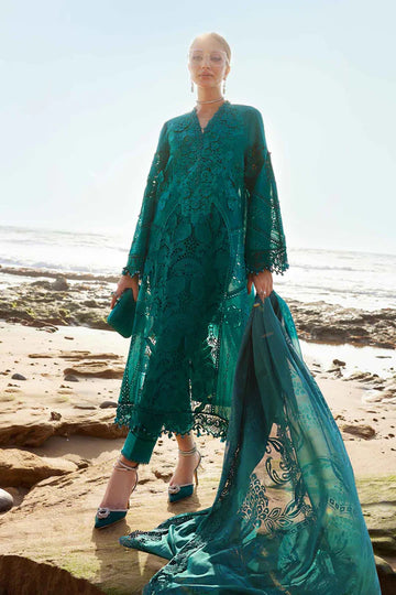 05- Sea Green Embroidered Eid Organza Lawn Suit '25 By-Maria.B