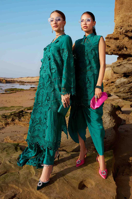 05- Sea Green Embroidered Eid Organza Lawn Suit '25 By-Maria.B