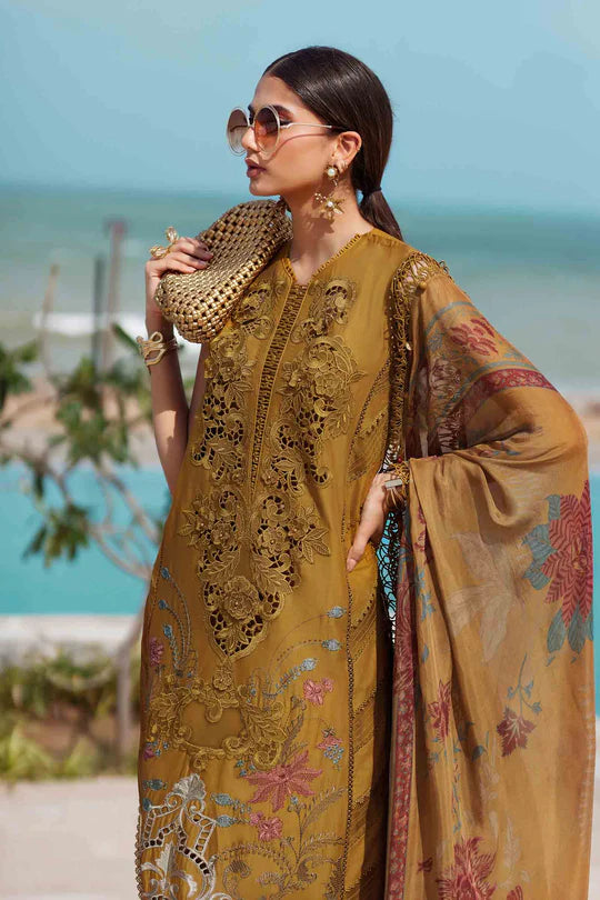 06- Mustard Embroidered Eid Lawn Suit '25 By-Maria.B