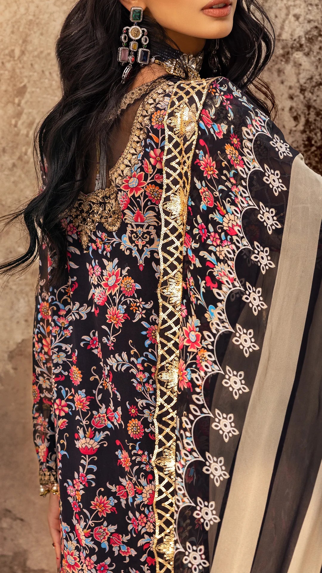 09-Designer Black Embroidered Lawn Suit for Women – Ships to US & Canada by-Charizma