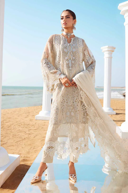 lawn dress design with organza Grace S735-Digital Printed 3pc Lawn dress with Embroidered Organza dup