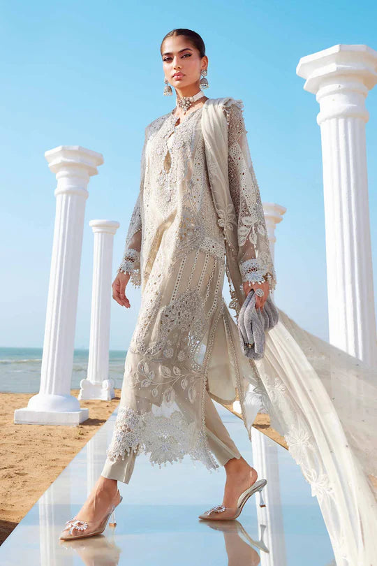 09- Ivory Embroidered Organza Eid Lawn Suit '25 By-Maria.B