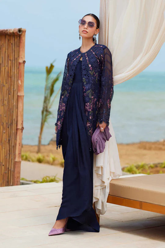 10- Navy Blue Embroidered Eid Lawn Suit '25 By-Maria.B
