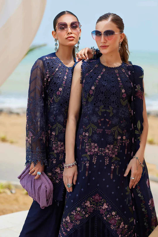10- Navy Blue Embroidered Eid Lawn Suit '25 By-Maria.B