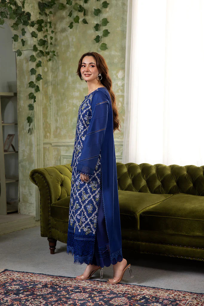 10B-Formal Navy Blue Embroidered Lawn Suit for Eid and Weddings By-Sobia Nazir
