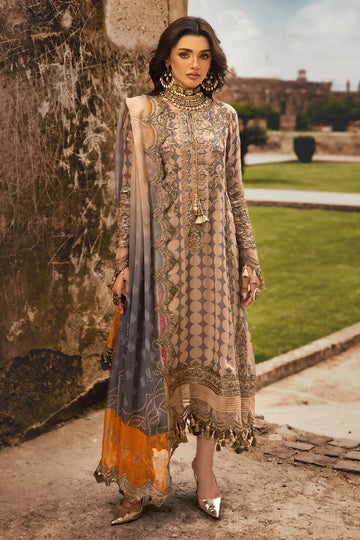11-Authentic Brown Embroidered Lawn Suit with Printed Dupatta USA & Canada by-Charizma