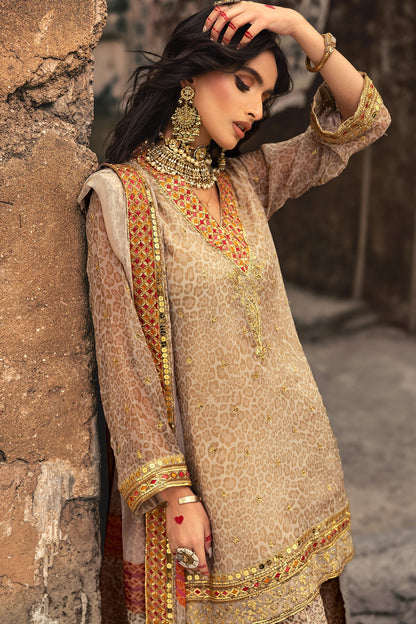 13-South Asian printed suit with embroidery for events by-Charizma