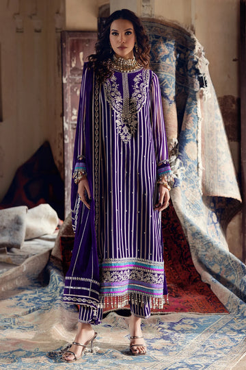 21P-Pakistani deep purple chiffon suit for celebrations by-Charizma