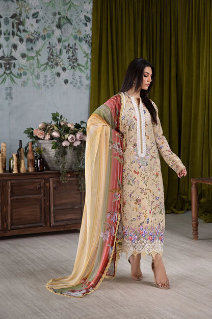 3A-Lime Yellow Printed and Embroidered Lawn Suit for Ladies By-Sobia Nazir