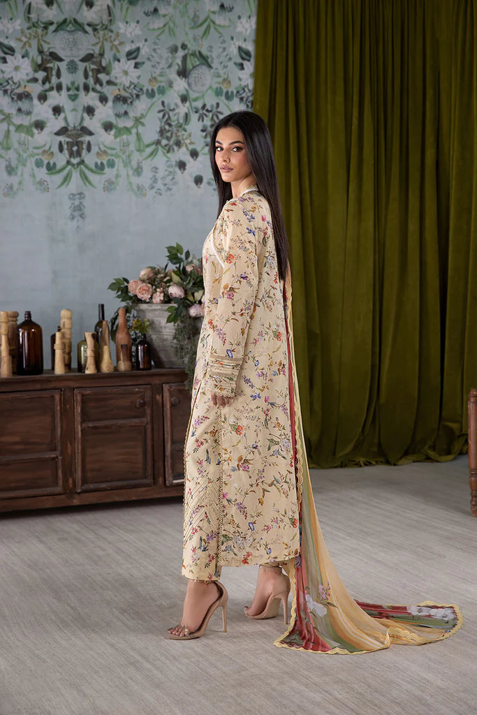 3A-Lime Yellow Printed and Embroidered Lawn Suit for Ladies By-Sobia Nazir