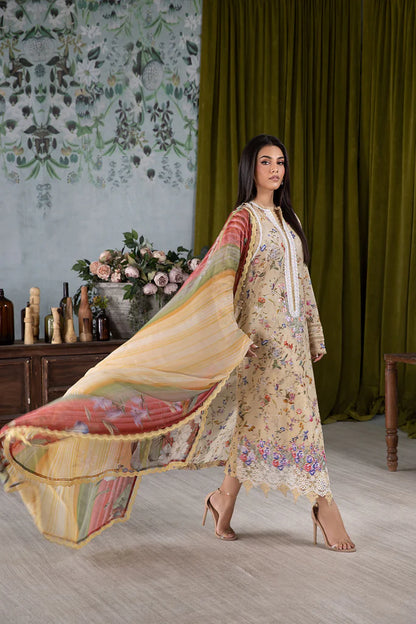 3A-Lime Yellow Printed and Embroidered Lawn Suit for Ladies By-Sobia Nazir
