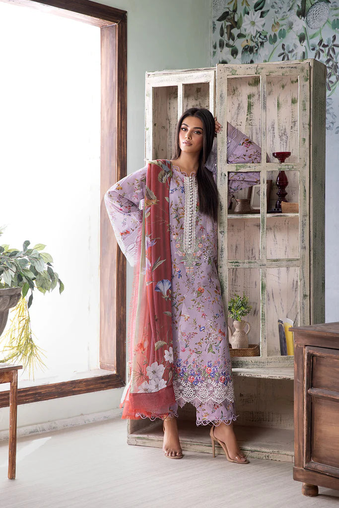 3B-Pakistani Lawn Suit Lilac Color with Embroidery By-Sobia Nazir