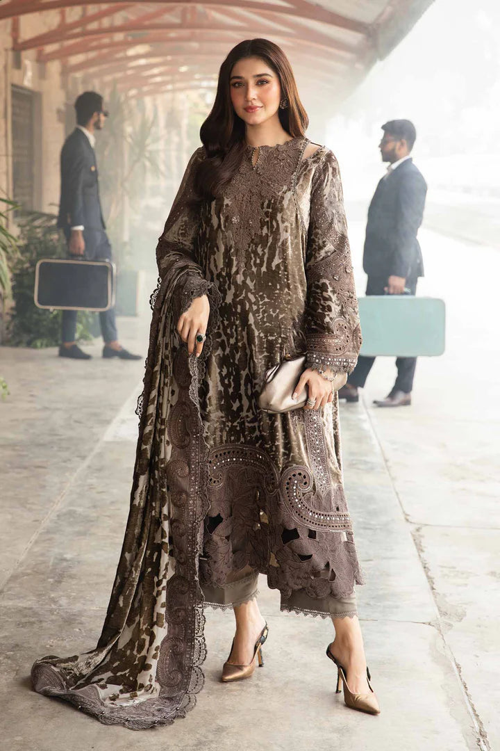 Winter Luxe: Embroidered Palachi Suit-DL-1201-Coffee-By Maria.B