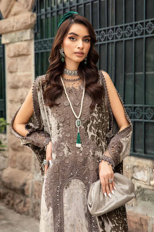 Winter Luxe: Embroidered Palachi Suit-DL-1201-Coffee-By Maria.B