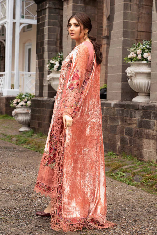 Winter Luxe: Embroidered Palachi Suit-DL-1206 Salmon Pink-By Maria.B