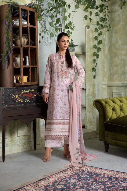 4A-Elegant Peach & Off white Lawn Dress with Detailed Embroidery By-Sobia Nazir