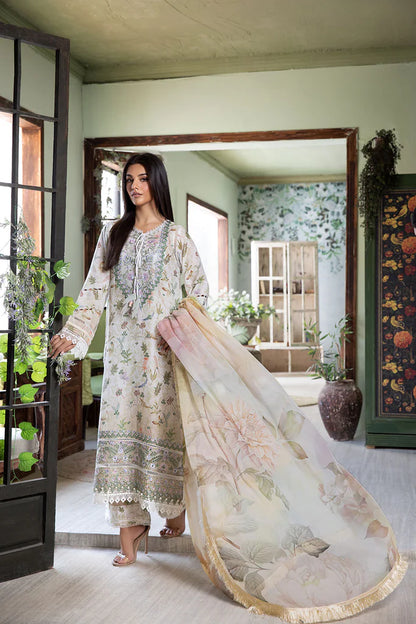 6B-Summer Lawn Suit in Green and Off-White for Women By-Sobia Nazir