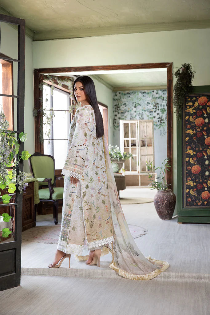 6B-Summer Lawn Suit in Green and Off-White for Women By-Sobia Nazir