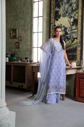 7A-Sky Blue Semi-Formal Lawn Suit for Summer Events 2025 By-Sobia Nazir