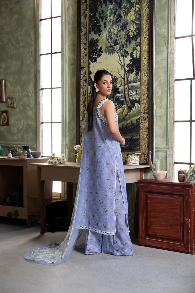 7A-Sky Blue Semi-Formal Lawn Suit for Summer Events 2025 By-Sobia Nazir