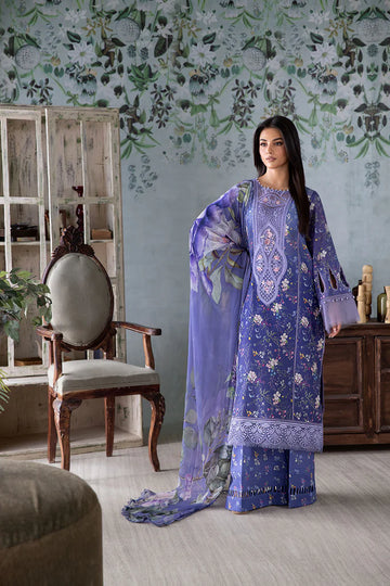8A-Blue Pakistani Lawn Suit for Semi-Formal Wear By-Sobia Nazir