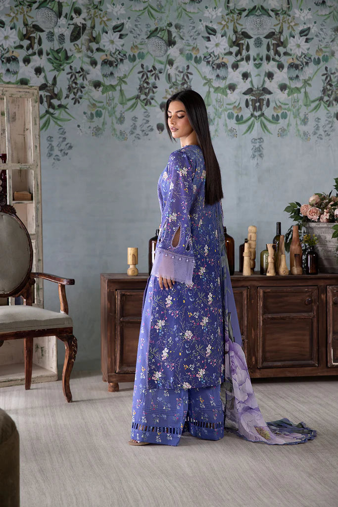 8A-Blue Pakistani Lawn Suit for Semi-Formal Wear By-Sobia Nazir