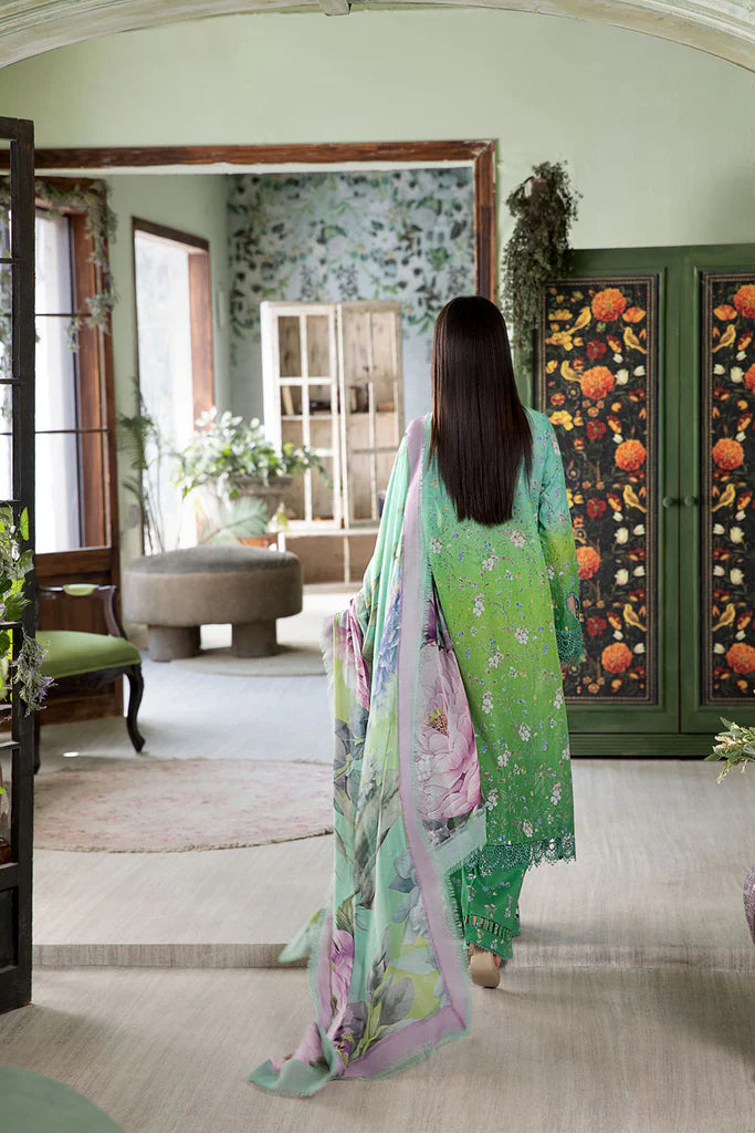 8B-Pakistani Lawn Suit Aqua Green with Chiffon Dupatta By-Sobia Nazir