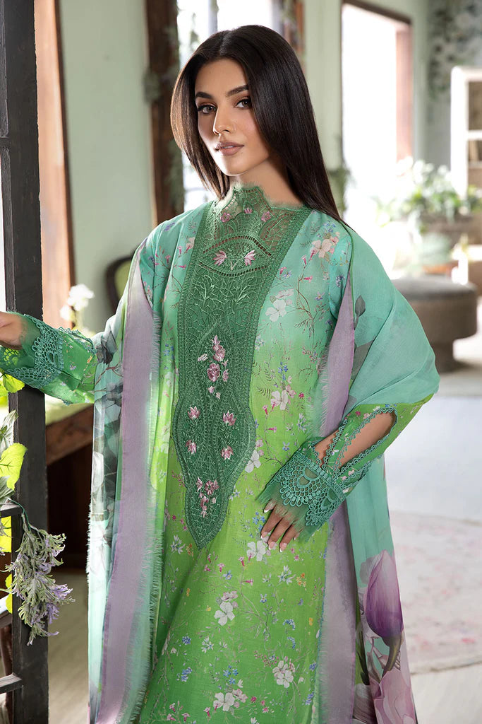 8B-Pakistani Lawn Suit Aqua Green with Chiffon Dupatta By-Sobia Nazir