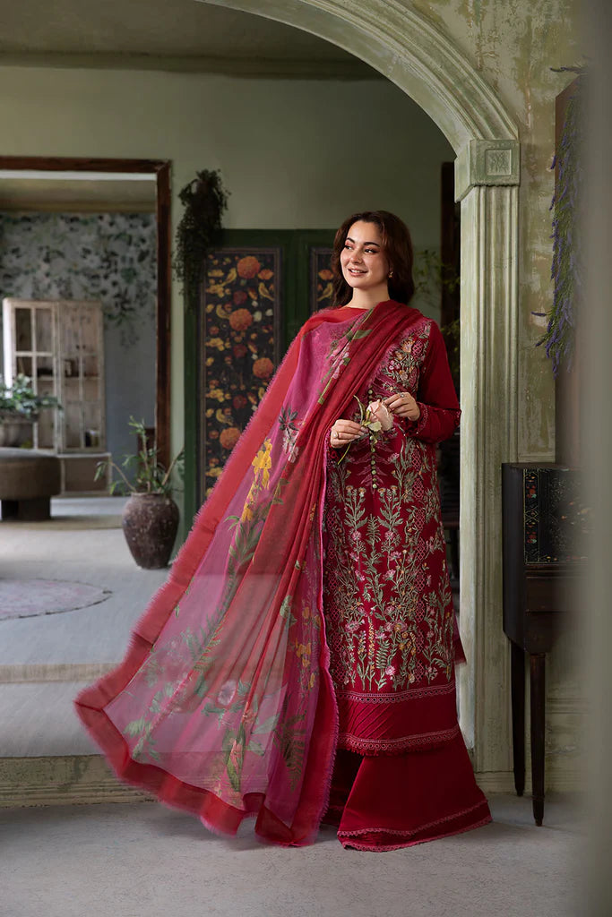 9B-Red Lawn Suit for Special Occasions and Family Gatherings By-Sobia Nazir