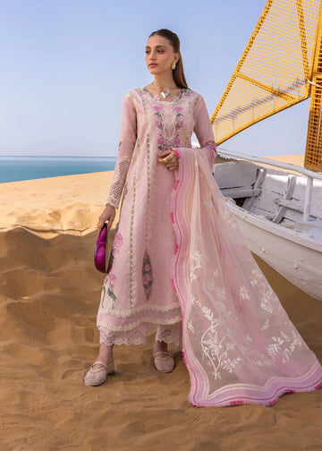 A Handmade Tale - D2 B- Powder Pink Embroidered Lawn Outfit By- Crimson