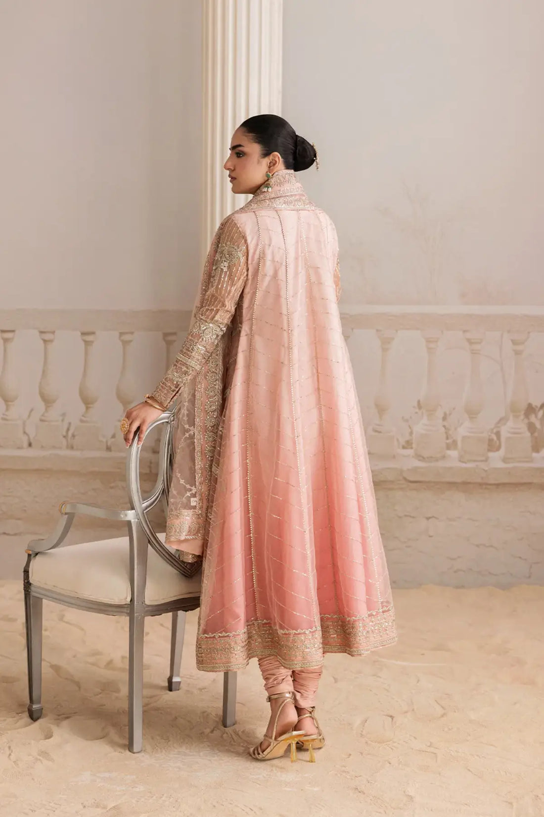 AIK Shaam B2605 Blush Pink Embroidered Net Stitched 3PC Suit with Net Dupatta