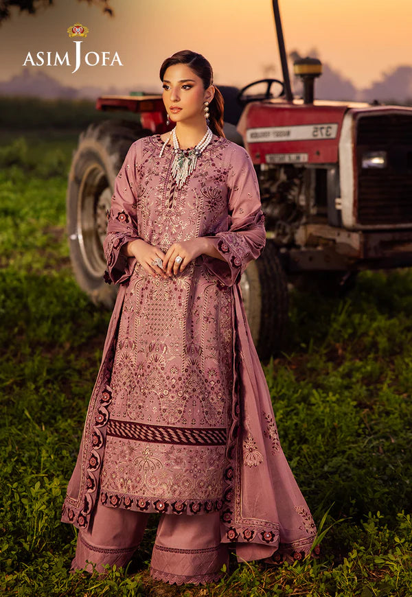 AJELL-02 PINK EMBROIDERED LAWN ENSEMBLE