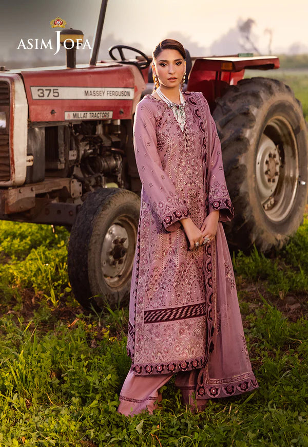 AJELL-02 PINK EMBROIDERED LAWN ENSEMBLE