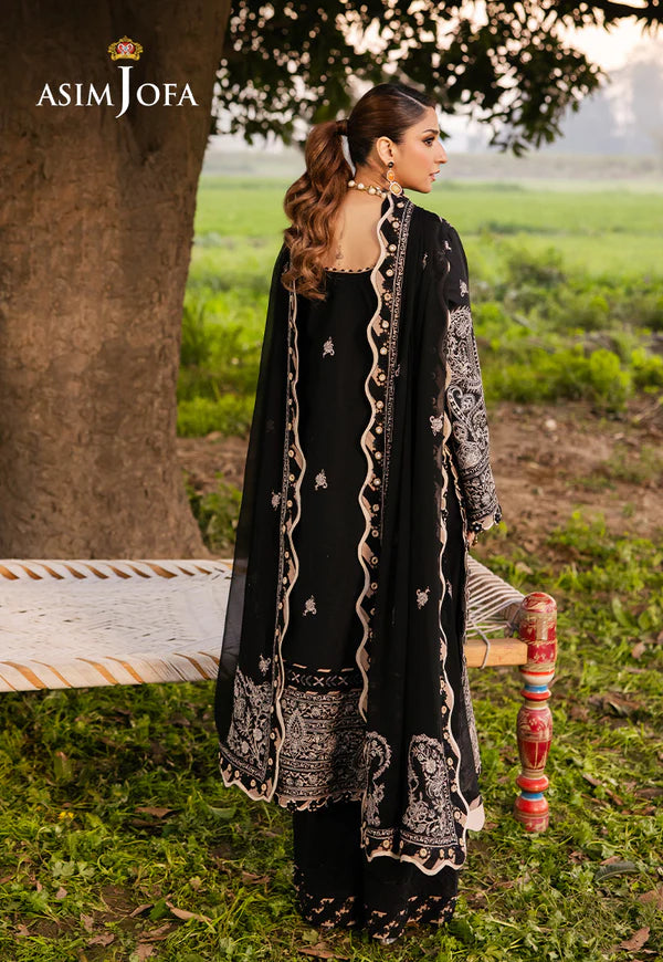 AJELL-03 BLACK EMBROIDERED LAWN ENSEMBLE
