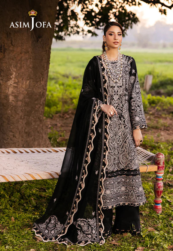 AJELL-03 BLACK EMBROIDERED LAWN ENSEMBLE