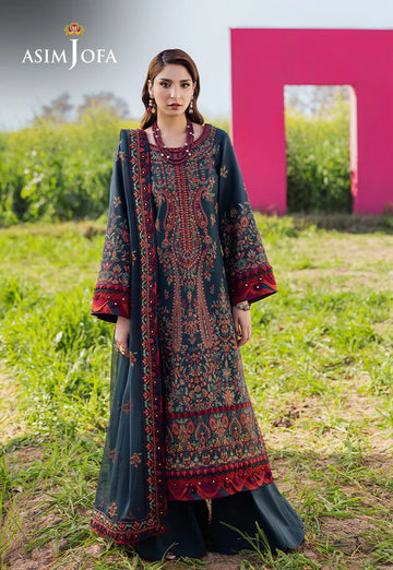 AJELL-04 GREEN EMBROIDERED LAWN ENSEMBLE
