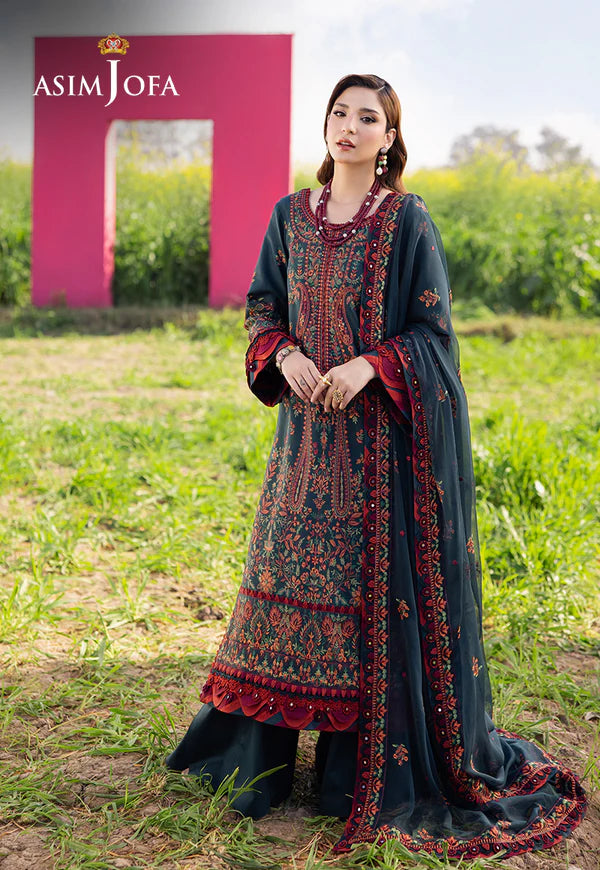 AJELL-04 GREEN EMBROIDERED LAWN ENSEMBLE