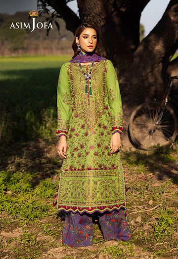 AJELL-05 GREEN EMBROIDERED LAWN ENSEMBLE