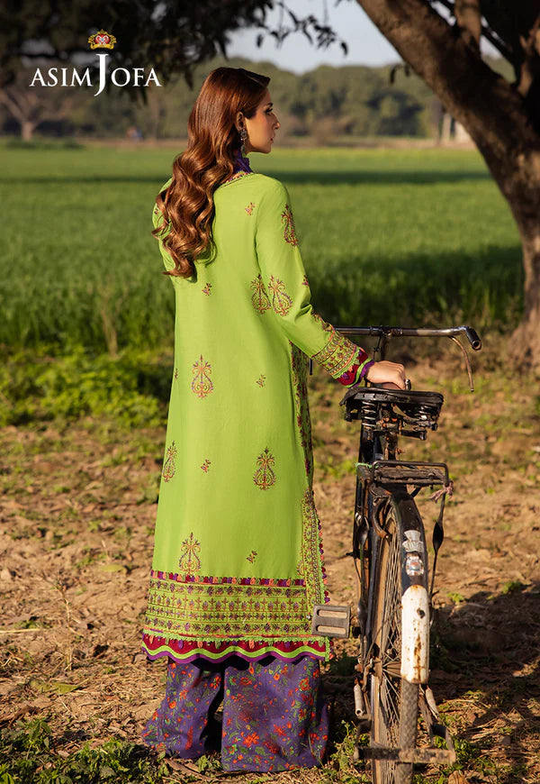 AJELL-05 GREEN EMBROIDERED LAWN ENSEMBLE